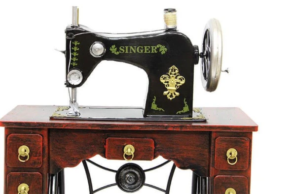 Dekoratif Metal Dikiş Makinesi Vintage Ev Ofis Hediyelik - Resim 2