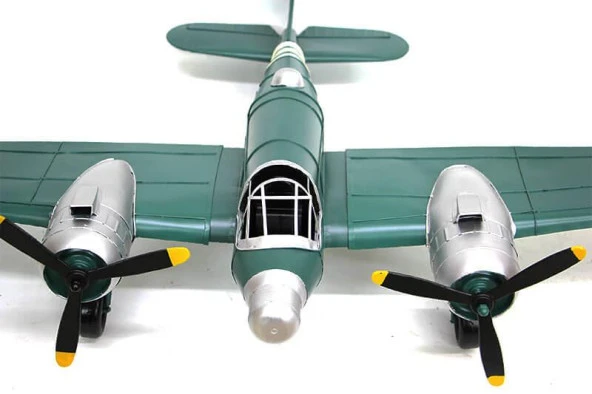 Dekoratif Metal Uçak Vintage Ev Ofis Hediyelik Savaş Uçağı - Resim 4