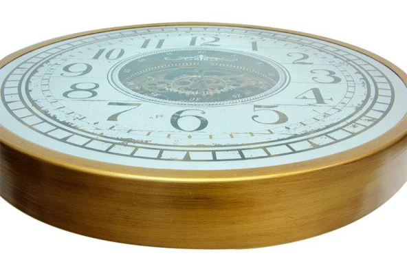 Çarklı Duvar Saati Sarıoksit Akar Mekanizmalı Dekoratif Hediyelik - 3