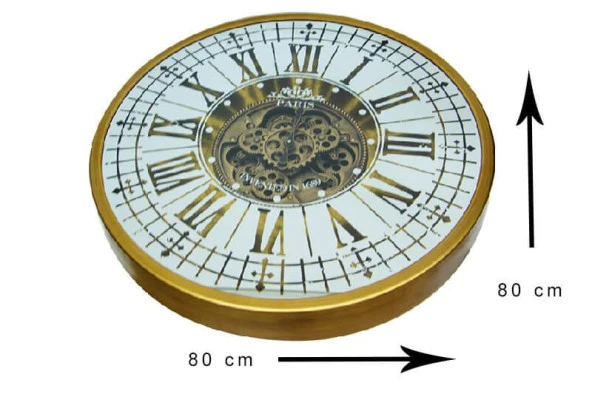 Yuvarlak Roma Rakamlı Goldoksit Çarklı Metal Duvar Saati - 2