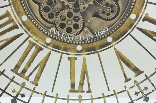 Yuvarlak Roma Rakamlı Goldoksit Çarklı Metal Duvar Saati - 3