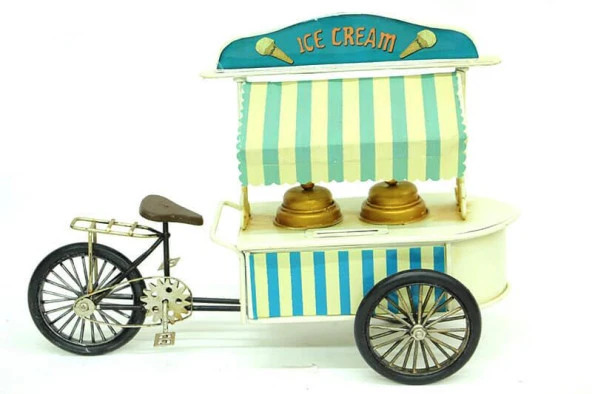 Dekoratif Metal Dondurma Arabası Biblo Ev Ofis Hediyelik - Resim 2