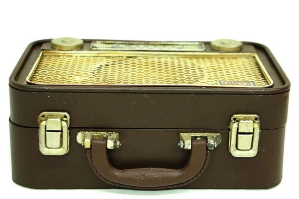 Dekoratif Metal Radyo Bavul Vintage Dekoratif Hediyelik - Resim 4