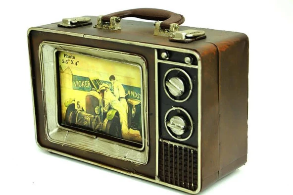Dekoratif Metal Çerçeve Televizyon Temalı Vintage Hediyelik - 3
