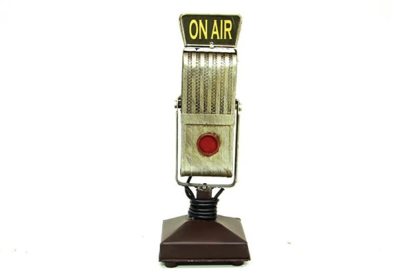 Dekoratif Metal Mikrofon Obje Biblo Vintage Hediyelik ürün görseli