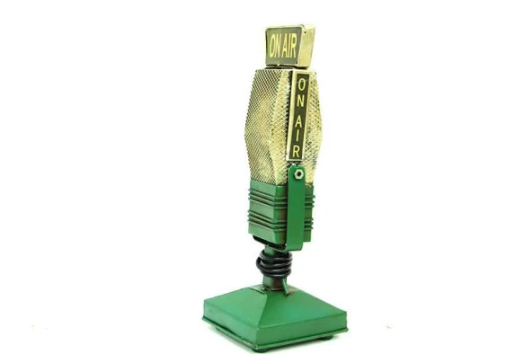 Dekoratif Metal Mikrofon Obje Biblo Vintage Hediyelik - Resim 2