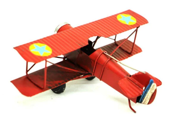 Dekoratif Metal Uçak Çift Kanatlı - Resim 2