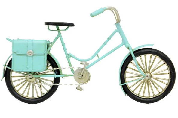 Dekoratif Metal Bisiklet Çantalı Vintage Biblo Hediyelik ürün görseli