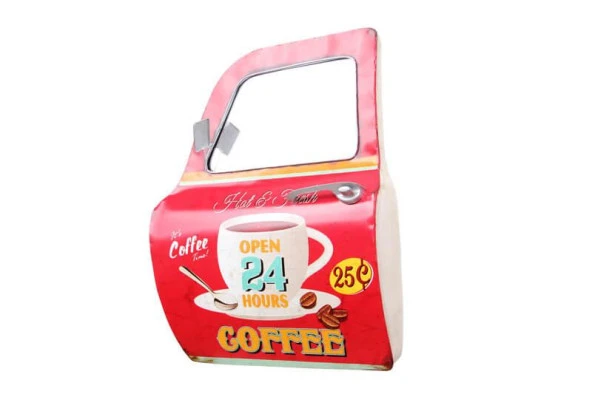 Dekoratif Coffee Temalı Kırmızı Araba Kapısı Ayna Hediyelik - Resim 2