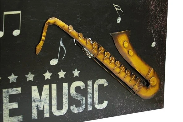 Pano Saksafon Vintage Müzik Temalı Dekoratif Hediyelik - Resim 2