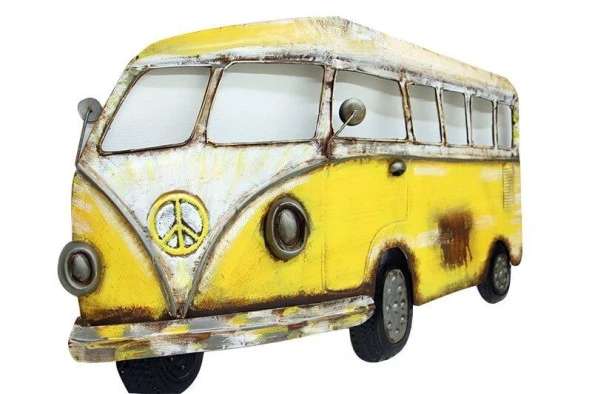 Minibüs Pano Sarı Vintage Dekoratif Ev Ofis Hediyelik - Resim 2