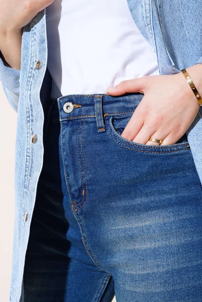 Uzun Kot Pantolon Koyu Mavi - Resim 4