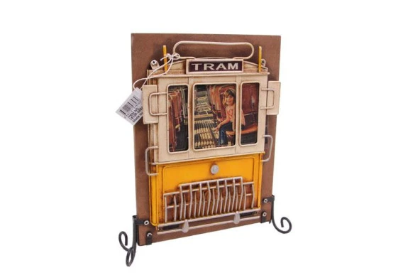 Dekoratif Metal Çerçeve Tramvay Dekorlu Vintage Hediyelik - 3