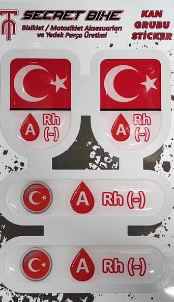 Secret Bike Türk Bayraklı Motosiklet Ve Kask Kan Grubu Sticker A Rh (-) Negatif - 2
