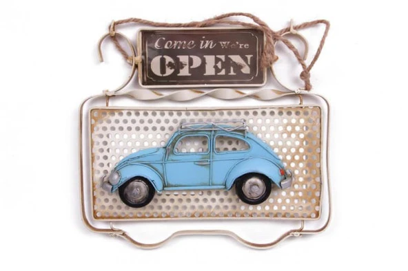 Dekoratif Metal Kapı Yazısı Araba Dekorlu Vintage Hediyelik ürün görseli