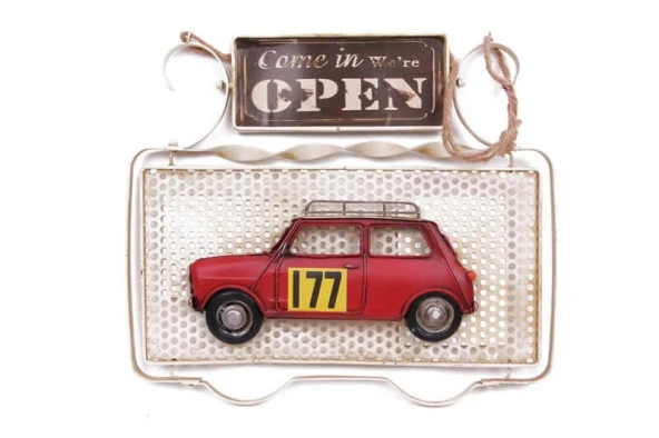 Dekoratif Metal Kapı Yazısı Araba Dekorlu Vintage Hediyelik ürün görseli