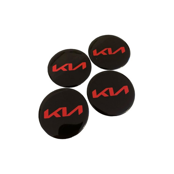 Kia Yeni Nesil Logolu 56 Mm Jant Göbek Damla Stıcker(siyah-kırmızı) - Resim 2