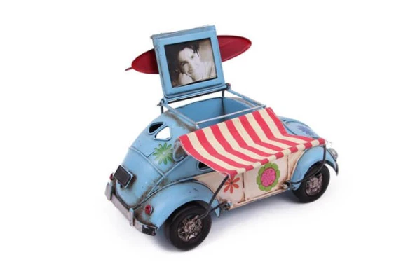 Dekoratif Metal Araba Çerçeveli, Kalemlik ve Tenteli Hediyelik - Resim 3