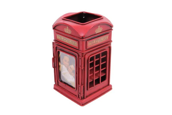 Dekoratif Metal Londra Telefon Kulübesi Kalemlik ve Çerçeveli - 3