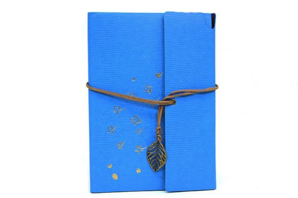 Defter Deri Kaplı Ağaç Baskılı Hediyelik - 2