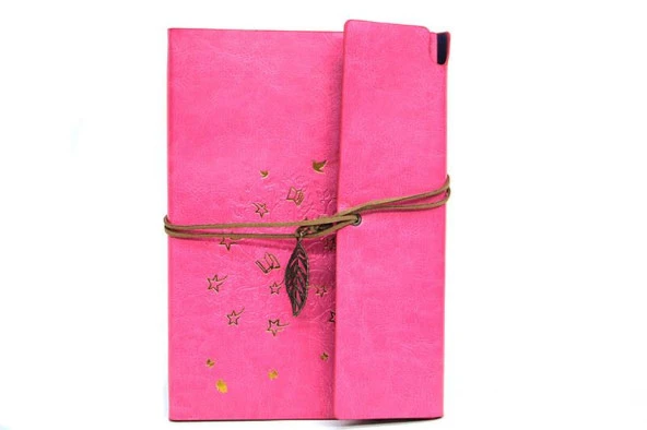 Defter Deri Kaplı Ağaç Baskılı Hediyelik - 3