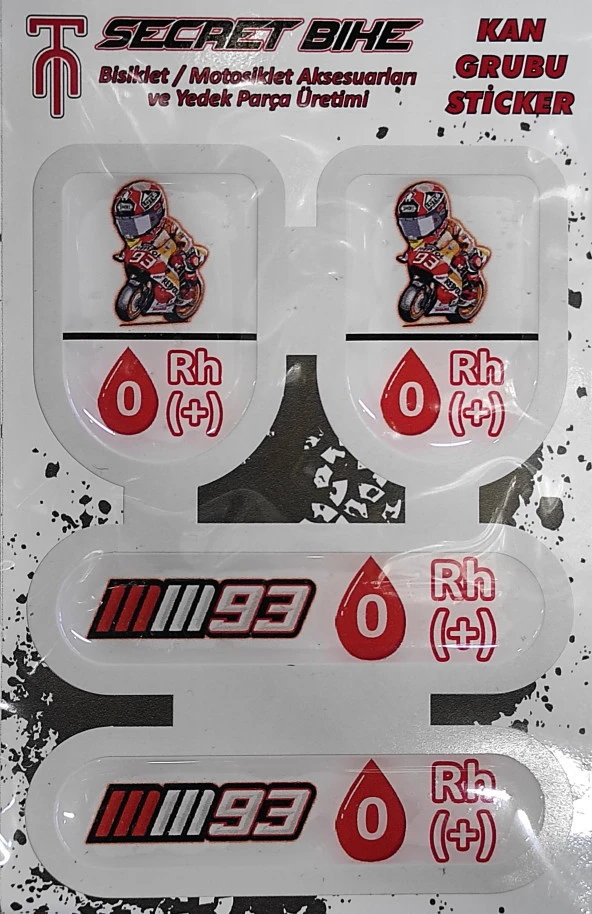 Secret Bike Kırmızı Motosiklet Ve Kask Kan Grubu Sticker 0 Rh (+) Pozitif - 2