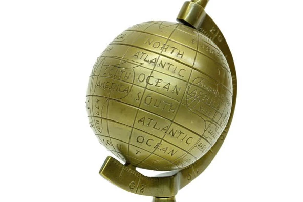 Yerküre Dünya Antik Bronz Dekoratif Hediyelik - Resim 4