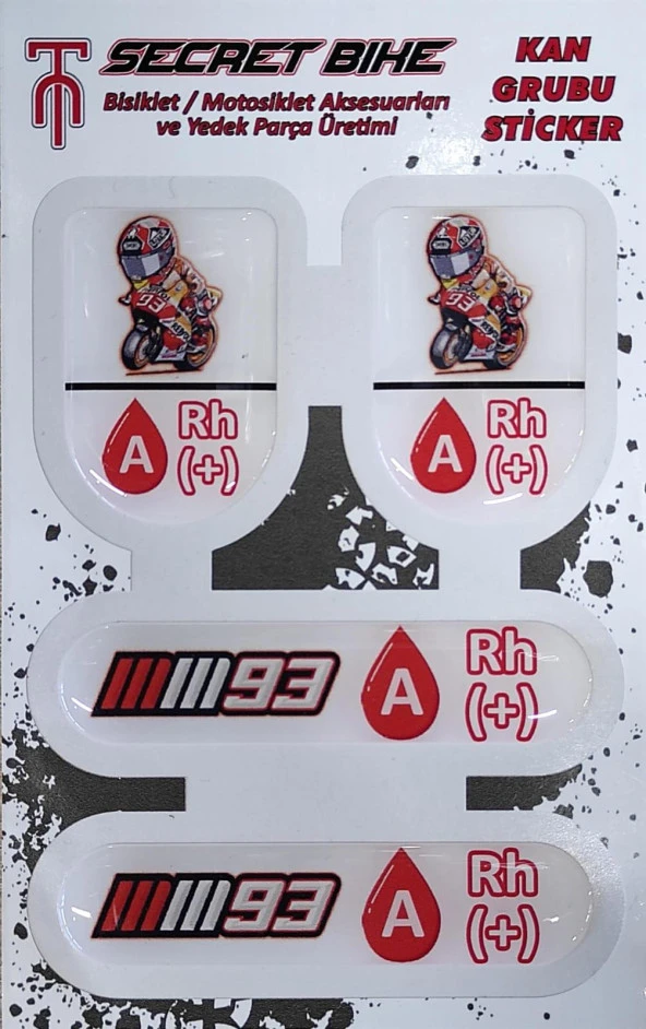 Secret Bike Kırmızı Motosiklet Ve Kask Kan Grubu Sticker A Rh (+) Pozitif - 2
