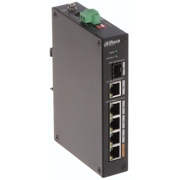 DAHUA PFS3106-4ET-60-V2,  6 Port, Megabit,  4FE PoE Port 4xPoE 60W ,1GE Uplink, 1GE SFP Yönetilemez Switch