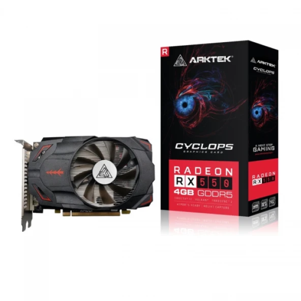 ARKTEK CYCLOPS, AKR550D5S4GH1, RX550, 4Gb, GDDR5, 128BIT, 1xDVI, 1xHDMI, 1xDP GAMING Ekran Karti