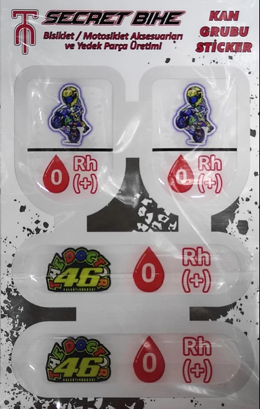 Secret Bike Mavi Motosiklet Ve Kask Kan Grubu Sticker 0 Rh (+) Pozitif - 2