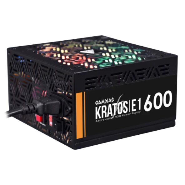 GAMDIAS KRATOS E1-600, 600W, RGB, GAMING, ATX, Power Supply PSU - 3