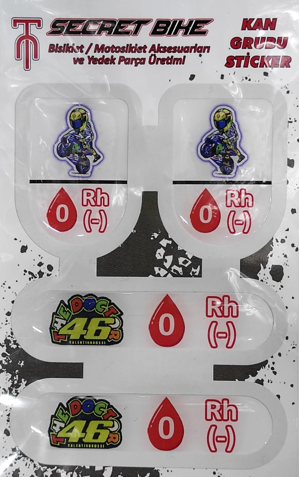 Secret Bike Mavi Motosiklet Ve Kask Kan Grubu Sticker 0 Rh (-) Negatif - 2