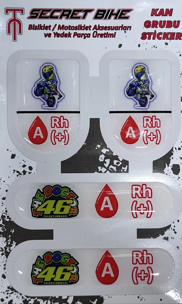 Secret Bike Mavi Motosiklet Ve Kask Kan Grubu Sticker A Rh (+) Pozitif