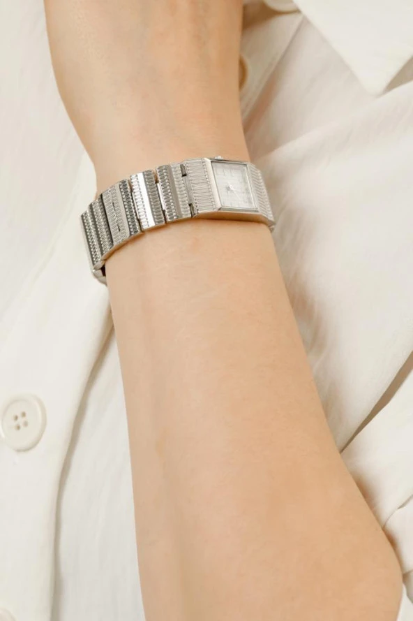 Noi Beyaz Kadran Gümüş Kordon Kadın Kol Saat - Resim 2