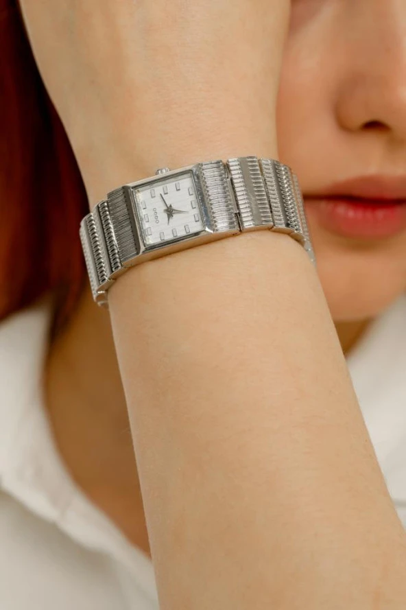 Noi Beyaz Kadran Gümüş Kordon Kadın Kol Saat - Resim 4