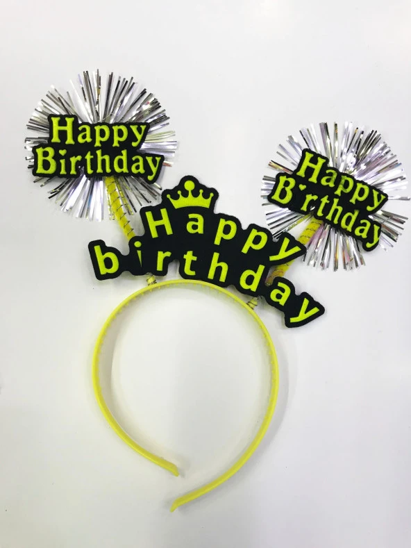 Parti AKsesuar Happy Birthday Neon Renk Doğum Günü Tacı 12 Adet - 2