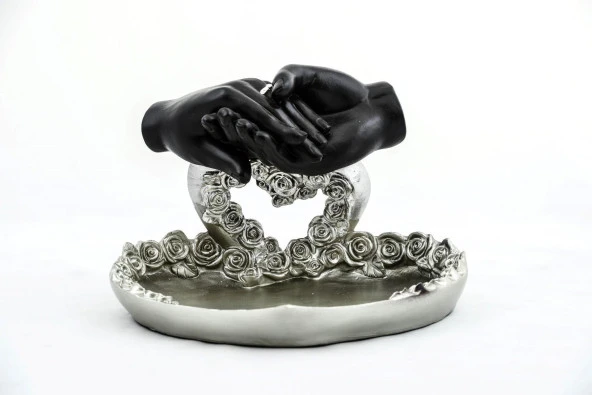 Özel Tasarım Kalpli Polyester Sunum Söz Nişan Tepsisi ürün görseli