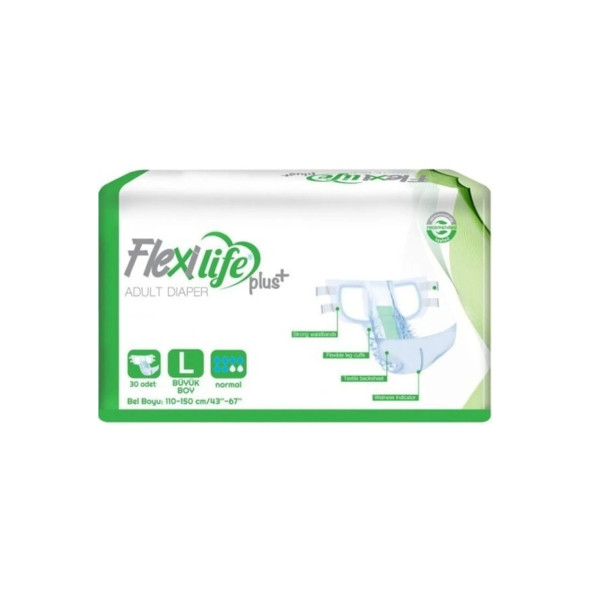 FLEXİ FLEXİLİFE Hasta Alt Bezi 30'lu Large Beden Flexilife Bel Bantlı