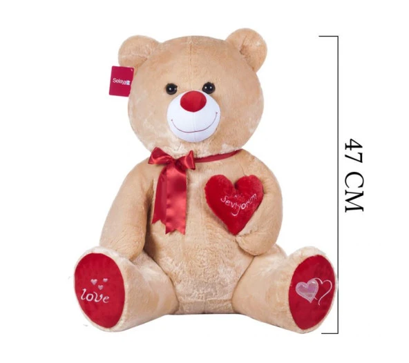 Yumoş Ayı 47 cm Kahverengi Kalpli Pelüş Ayı Sevgiliye Hediye ürün görseli