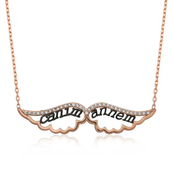 925 Ayar Gümüş Melek Canım Annem Kadın Gümüş Kolye ürün görseli 1