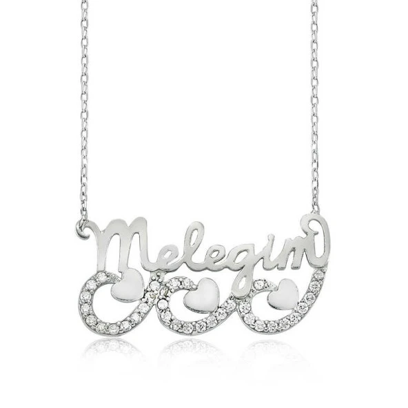 925 Ayar Gümüş Meleğim Yazılı Kalpli Kadın Gümüş Kolye ürün görseli 1