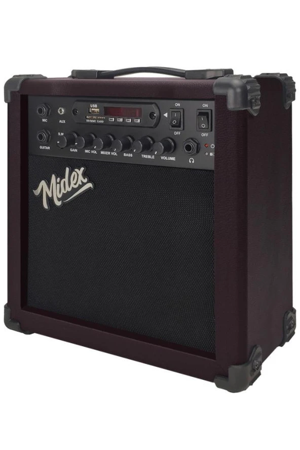 Midex MGA-25BN Elektro Gitar Amfisi 25 Watt USB Bluetooth Şarjlı 2 Girişli - 2