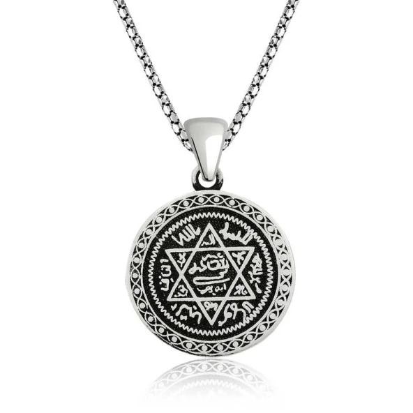 925 Ayar Gümüş Süleyman Mührü Gümüş Kolye ürün görseli 1