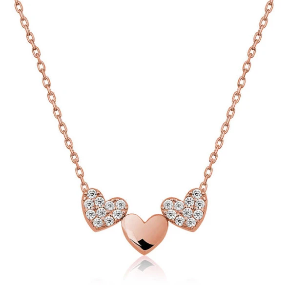 925 Ayar Gümüş Üç Kalp Kadın Gümüş Kolye ürün görseli 1