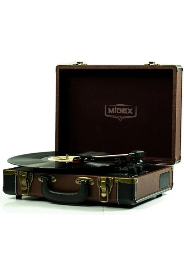 Midex Mtx101bn Nostaljik Retro Pikap Plak Çalar (Şarjlı Bluetooth Aux Hoparlörlü 3 Devir) İğne Dahil - 3