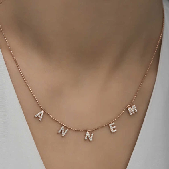 ​925 Ayar Gümüş Annem Yazılı Bayan Gümüş Kolye - Resim 2