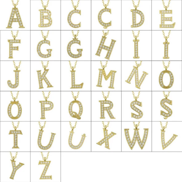 925 Ayar Gümüş Gold G Harfi Kadın Gümüş Kolye - Resim 2