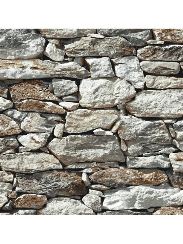 Taş Duvar Desenli Kendinden Yapışkanlı 3D Duvar Raf Kapı Kaplama Kağıdı 3 Metre 60 Cm - Resim 4