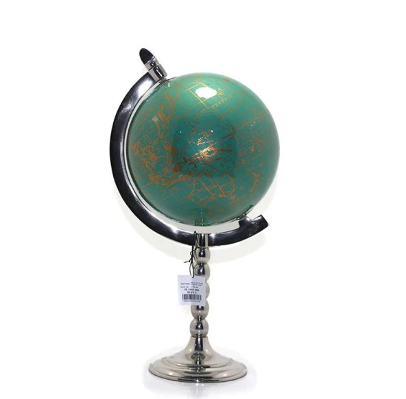 Dekoratif Dünya Yerküre Parlak Nikel Ayaklı Harita ürün görseli